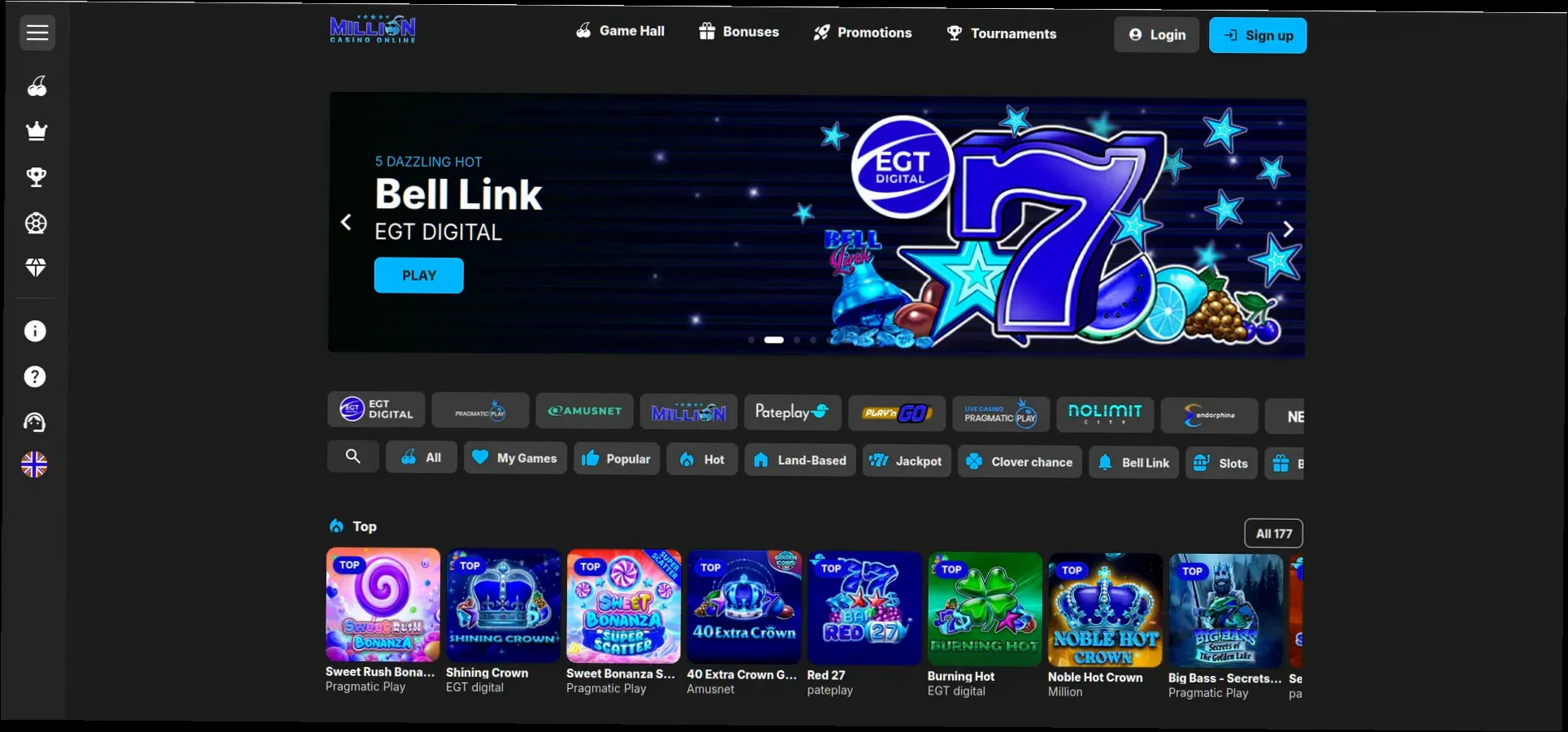 Million Casino 200% tot €2.500 + 300 Gratis Spins welkomstbonus